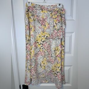 Ann Taylor Loft Outlet Floral Wrap Skirt - Pink, Yellow, White